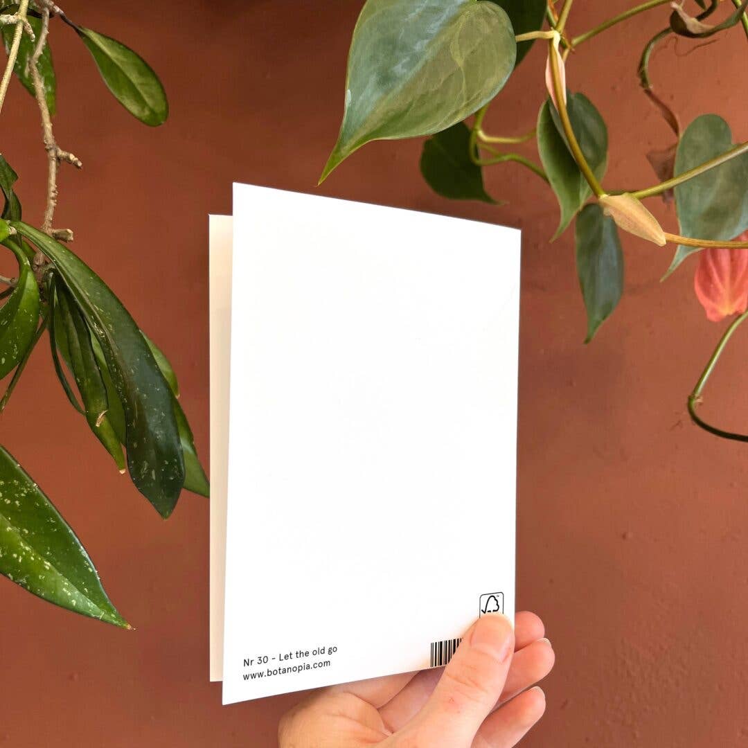 Aufmunterungskarte „Lass Altes los, damit Neues wachsen kann“ – Inspirierende Grusskarte (A6)