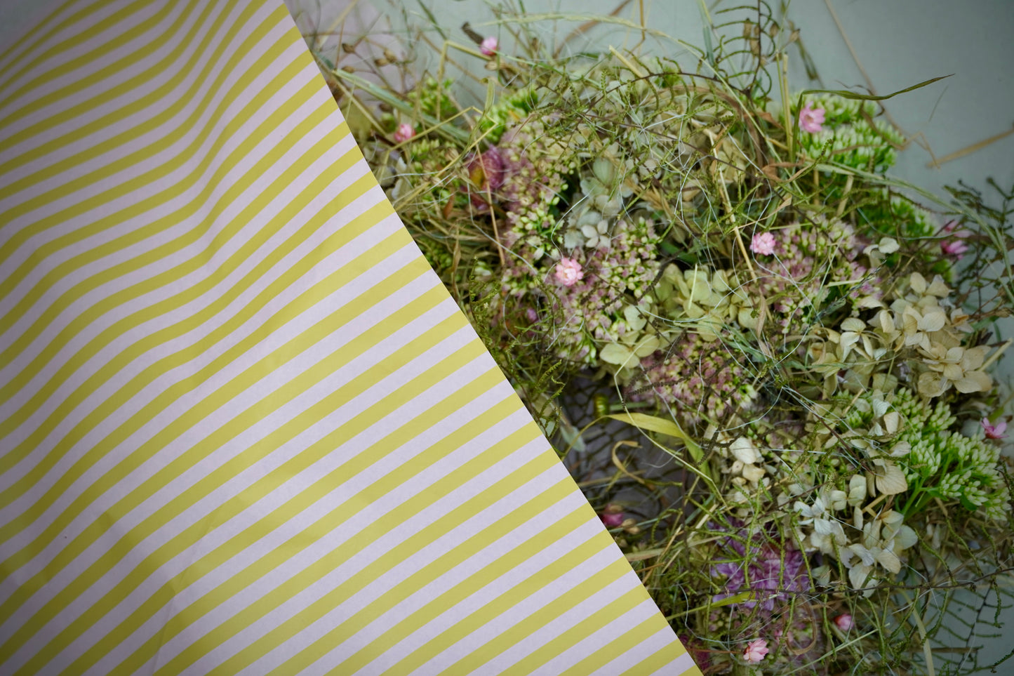 Seidenpapier - Blockstreifen fein, rosa, ocker