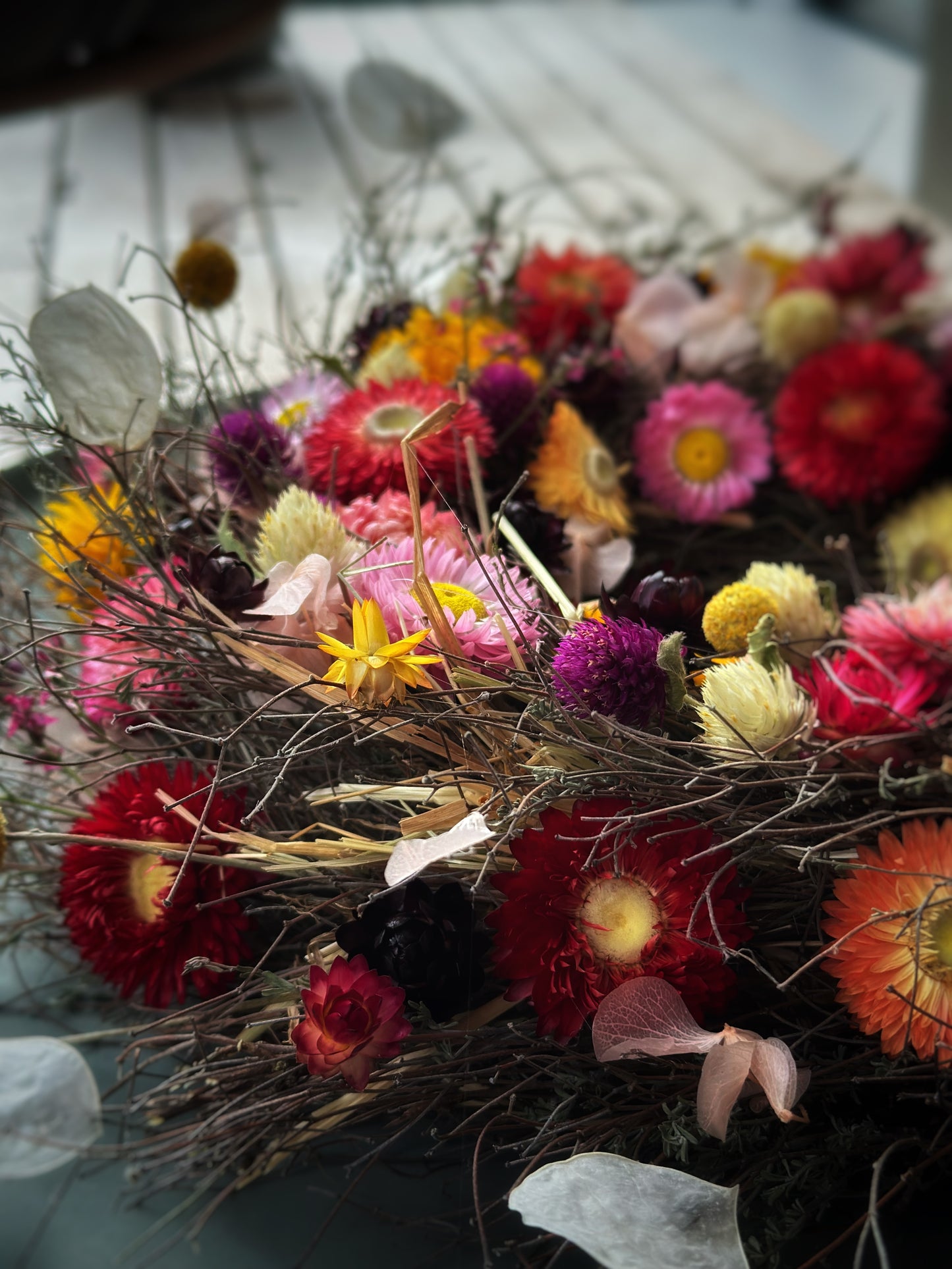 zauberhafter Trockenblumen Kranz