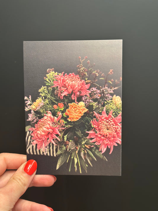 Postkarte Strauss pink