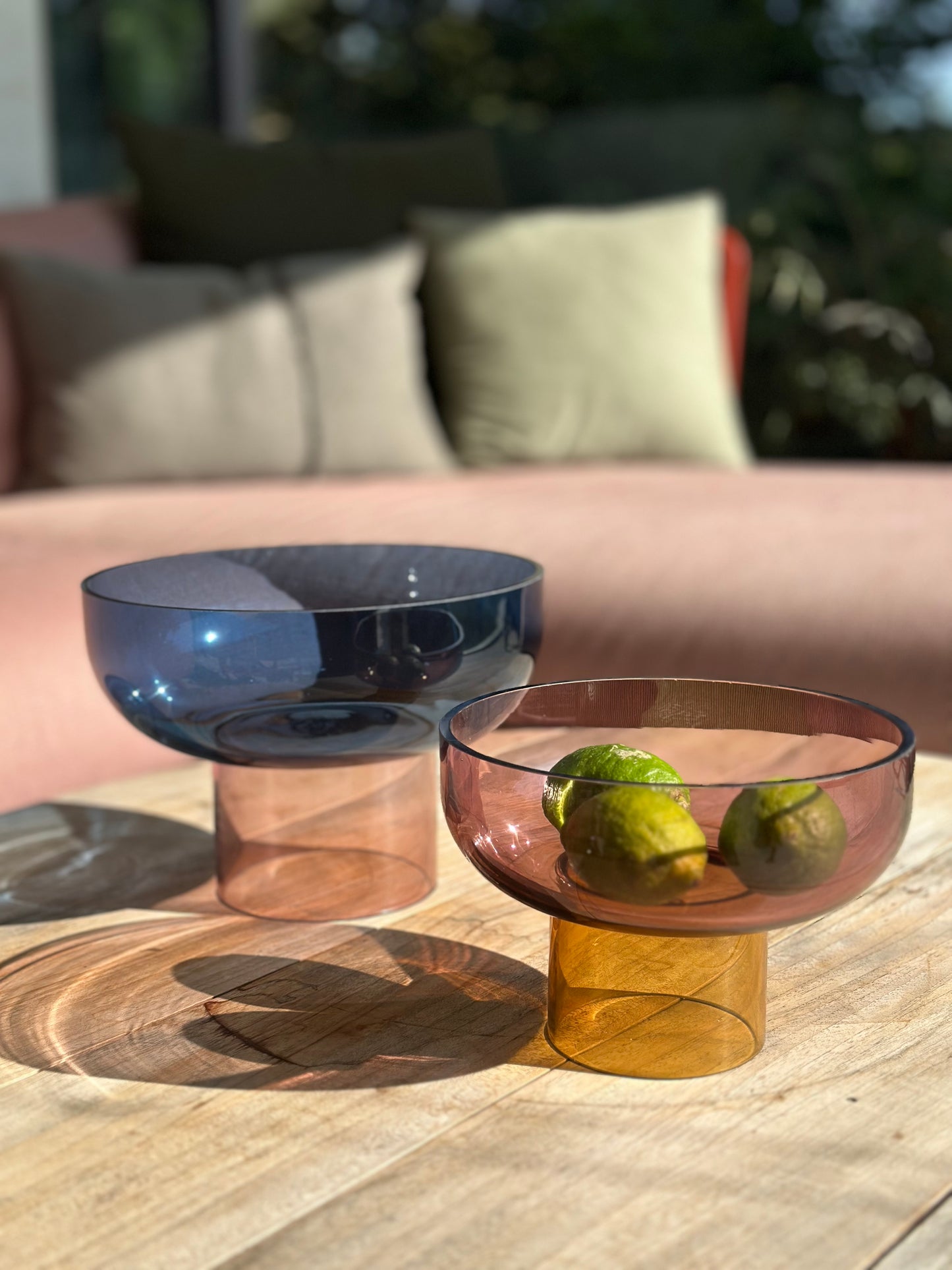 Glas Schale gross - blau/rosa