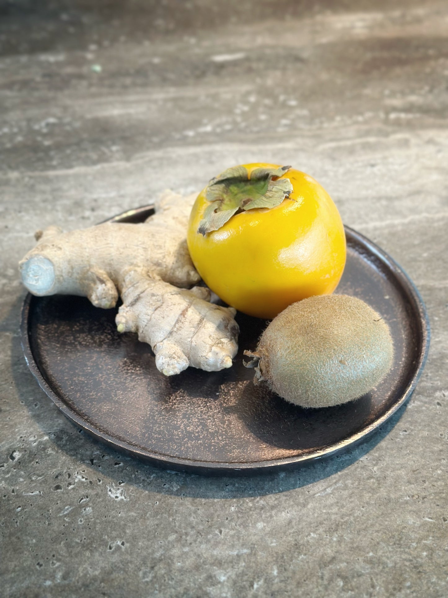 Metall Tablett Bronze