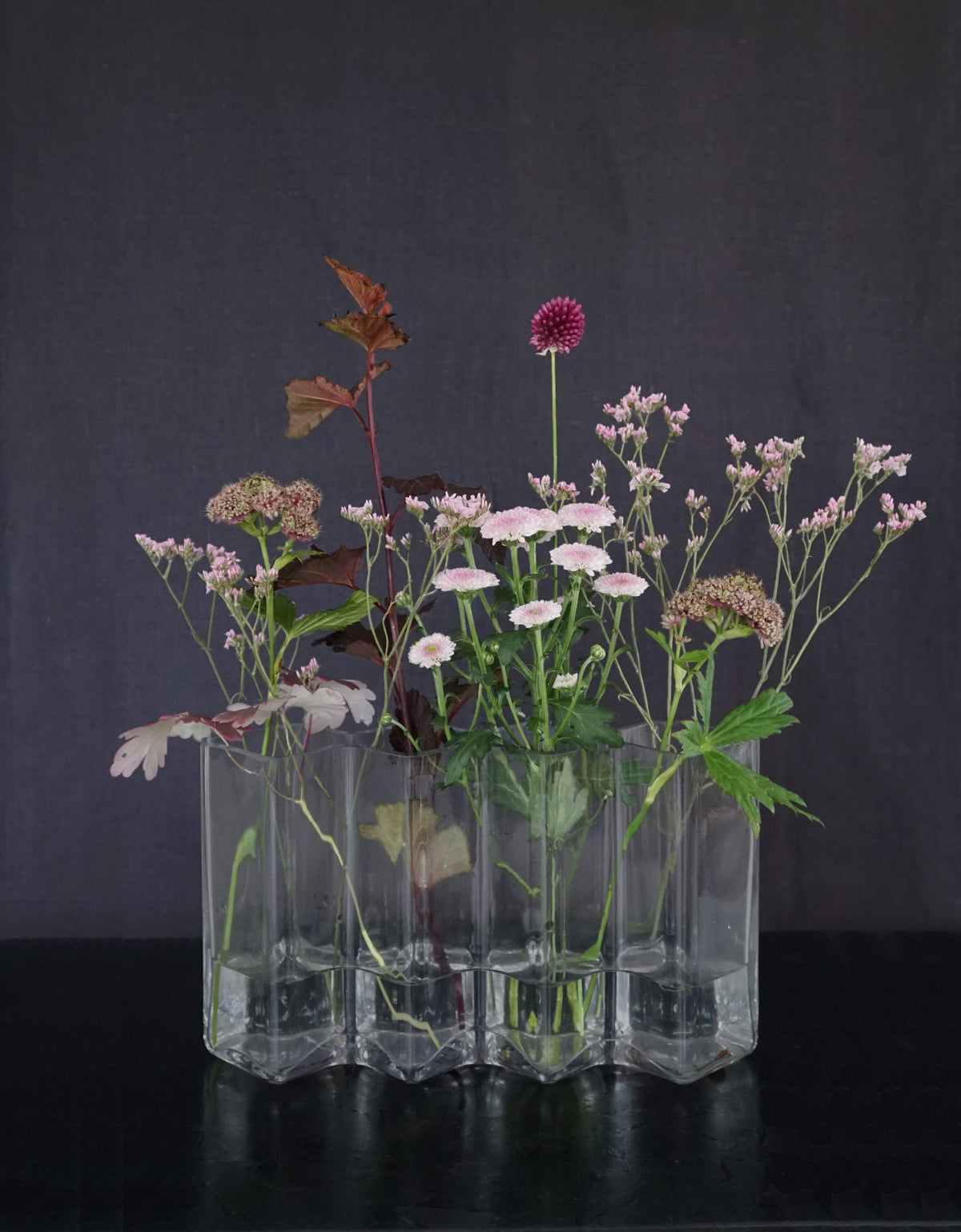 Row Vase vier: Klares Glas