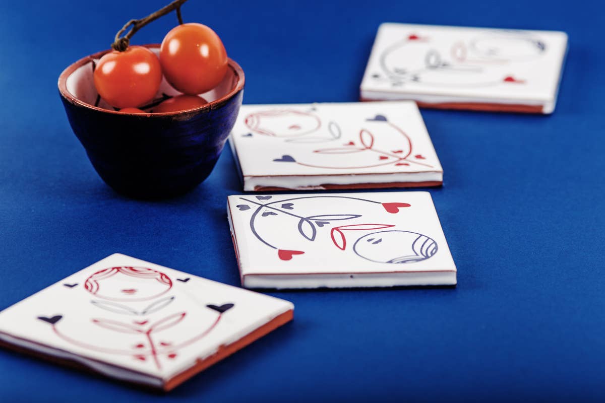 Hora Untersetzer – 4er-Set, handbedruckt, 10 x 10 cm