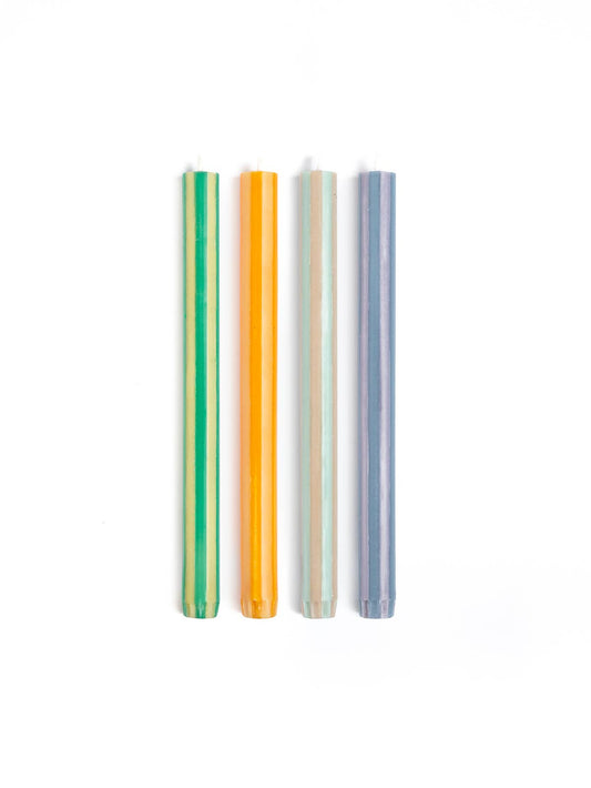 Streifen-Dinnerkerze Gemischtes Set//Farben Soft 1