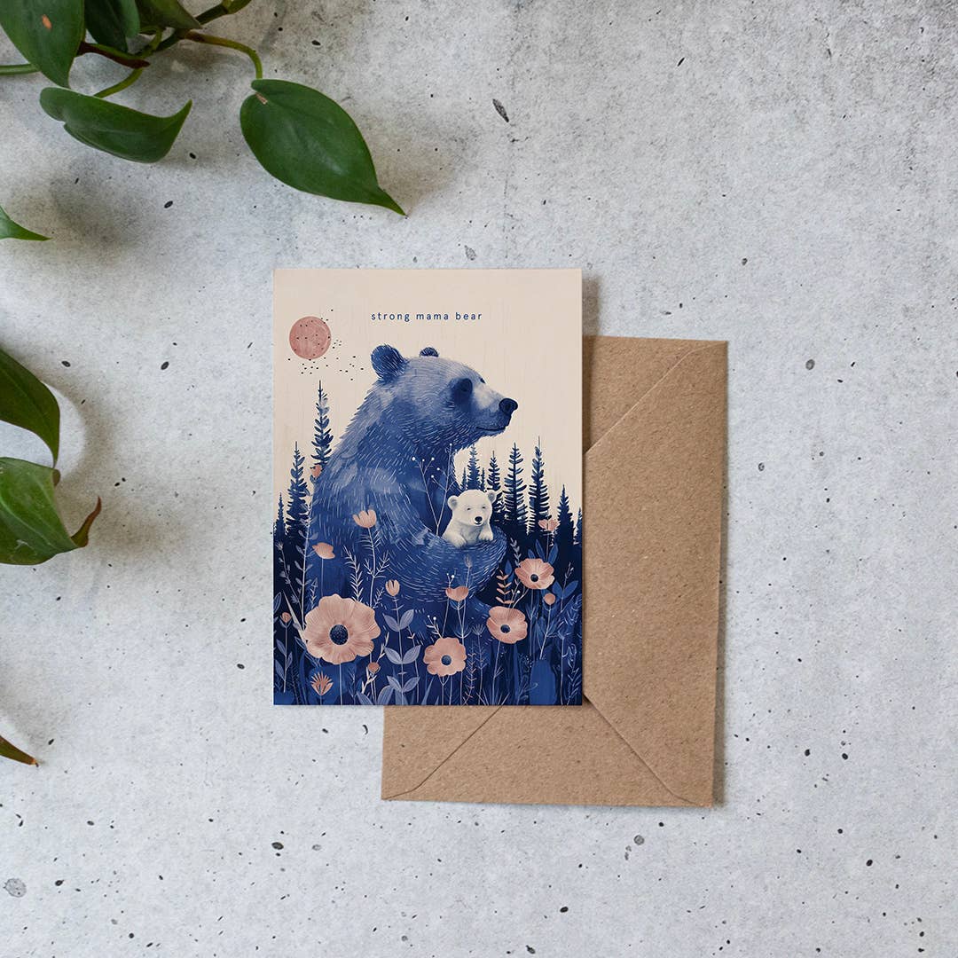 Grusskarte Mama Bear – Blumen & Illustration