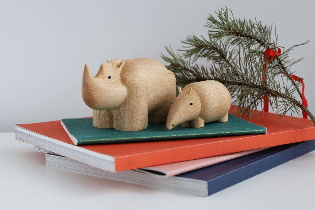 I Piccolini Holztiere Dekorfiguren, Natur-Birkenholz: Rhinozeros