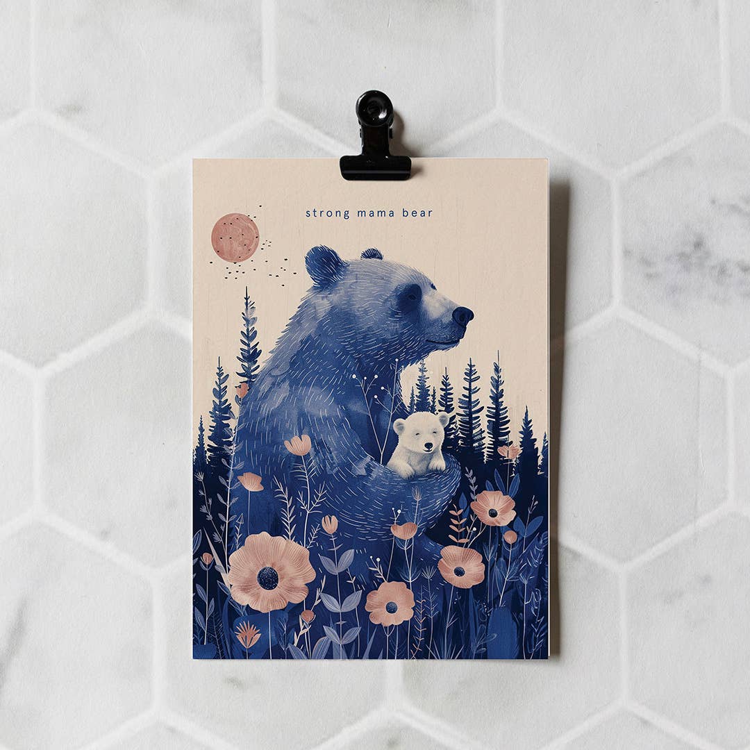 Grusskarte Mama Bear – Blumen & Illustration