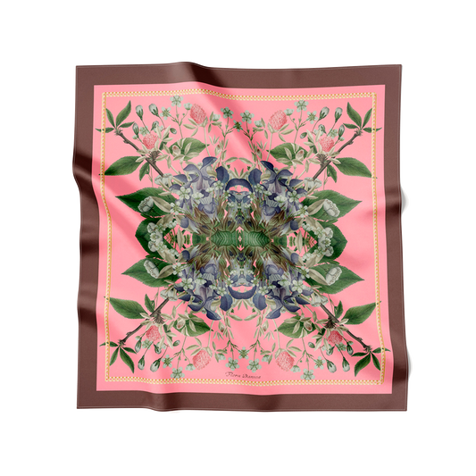Seidenschal mit pinken Blumen: 53 x 53 cm