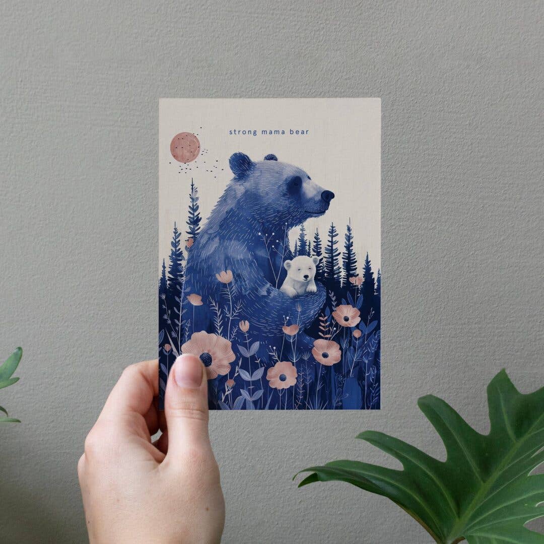 Grusskarte Mama Bear – Blumen & Illustration