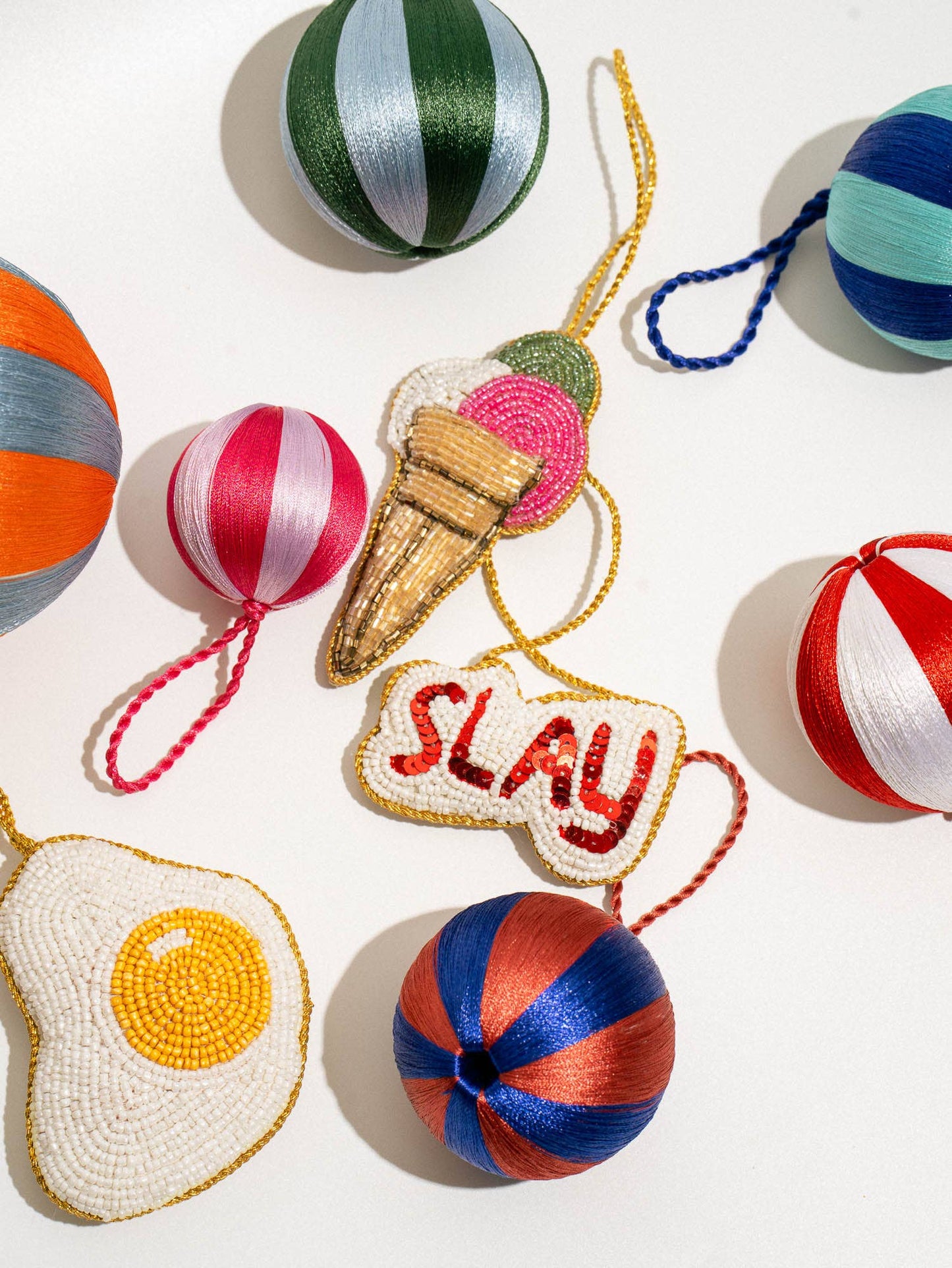 Gestreifte Kugel L Mitternachtsblau/Teal