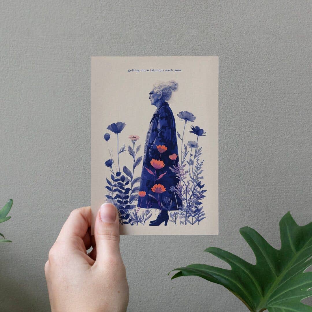 Geburtstagskarte „Getting more fabulous each year“ – Stilvolle Karte mit Illustration (A6)