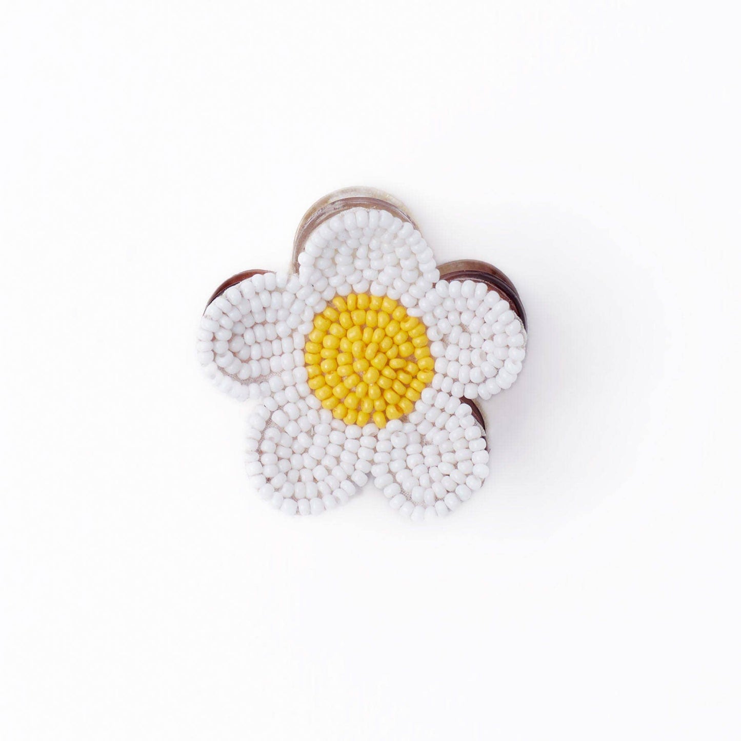 Molly Flower Perlen-Haarspange Weiß + Gelb