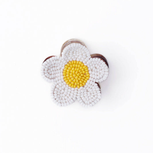 Molly Flower Perlen-Haarspange Weiß + Gelb