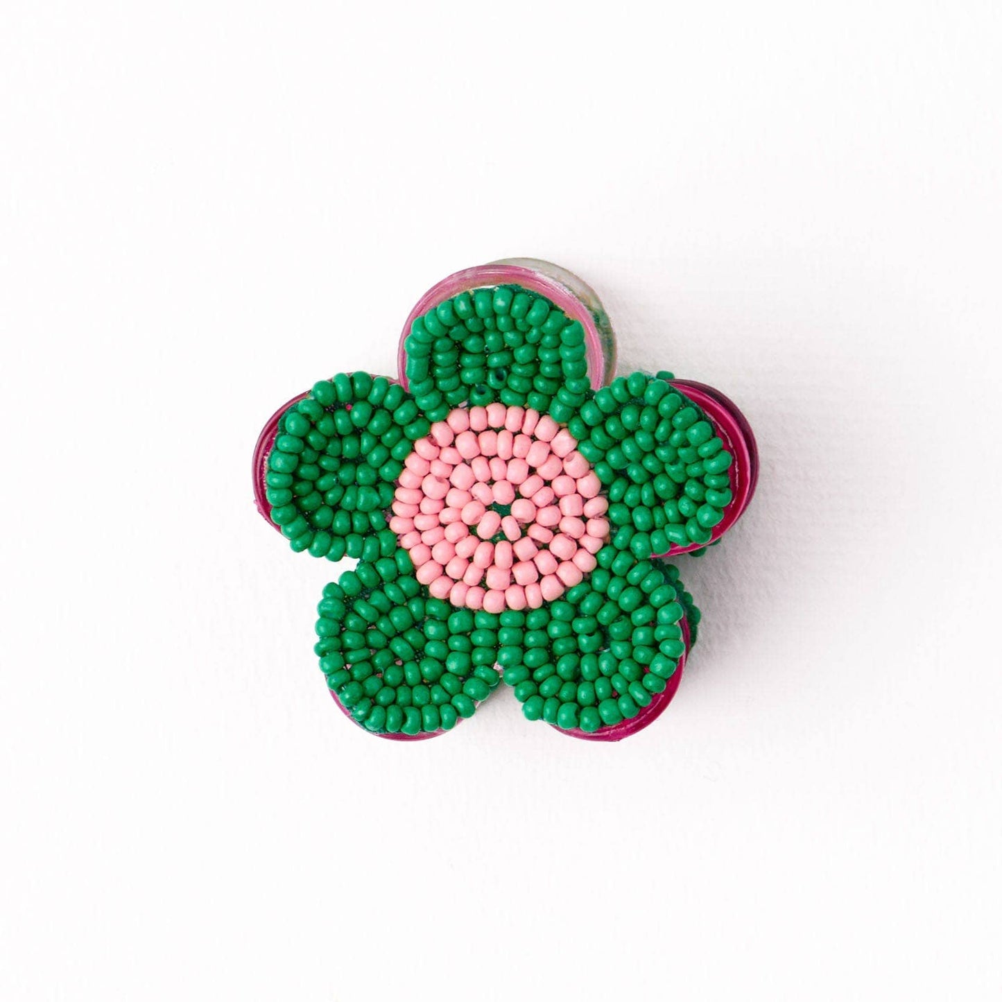 Molly Flower Perlen-Haarspange Kelly Grün + Pink