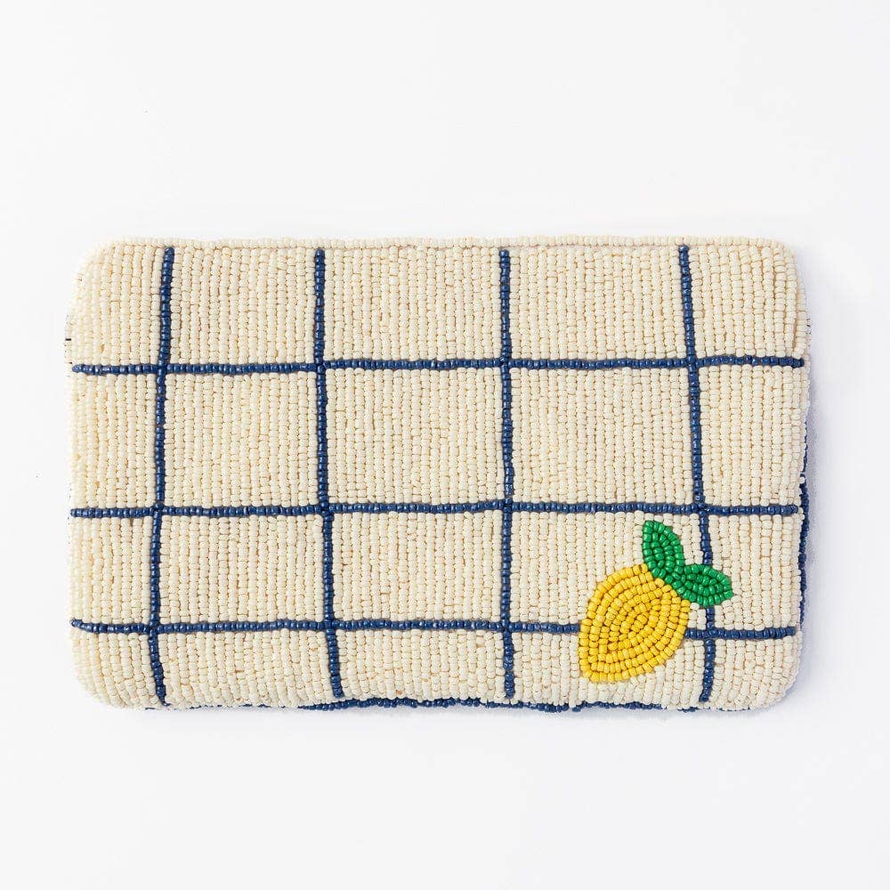 Leila Lemons Saatperlen-Clutch mit Riemen