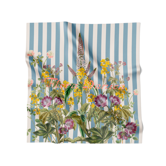 Seidenschal "Gestreifte Blumenwiese"