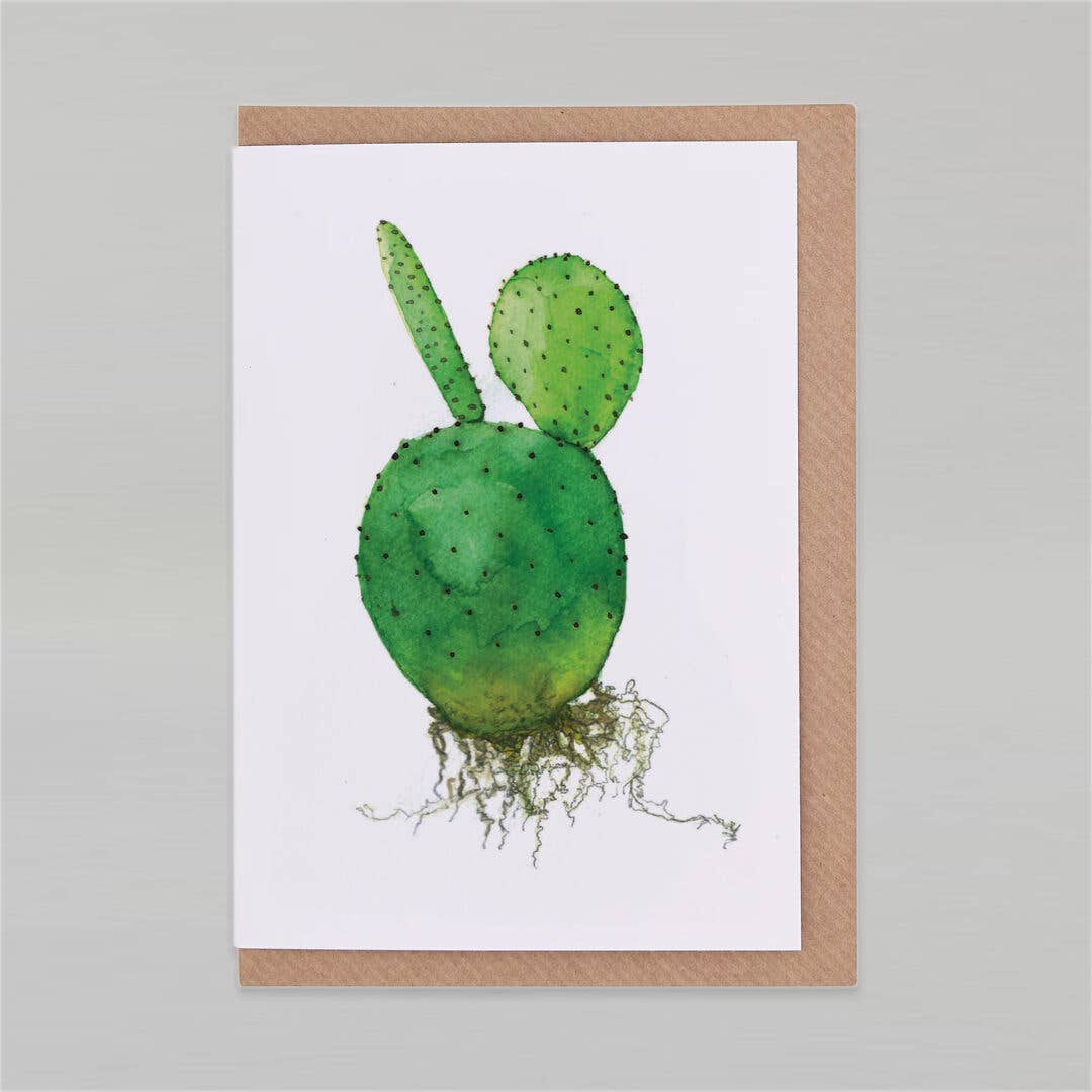 Grusskarte mit Opuntia-Kaktus und Umschlag