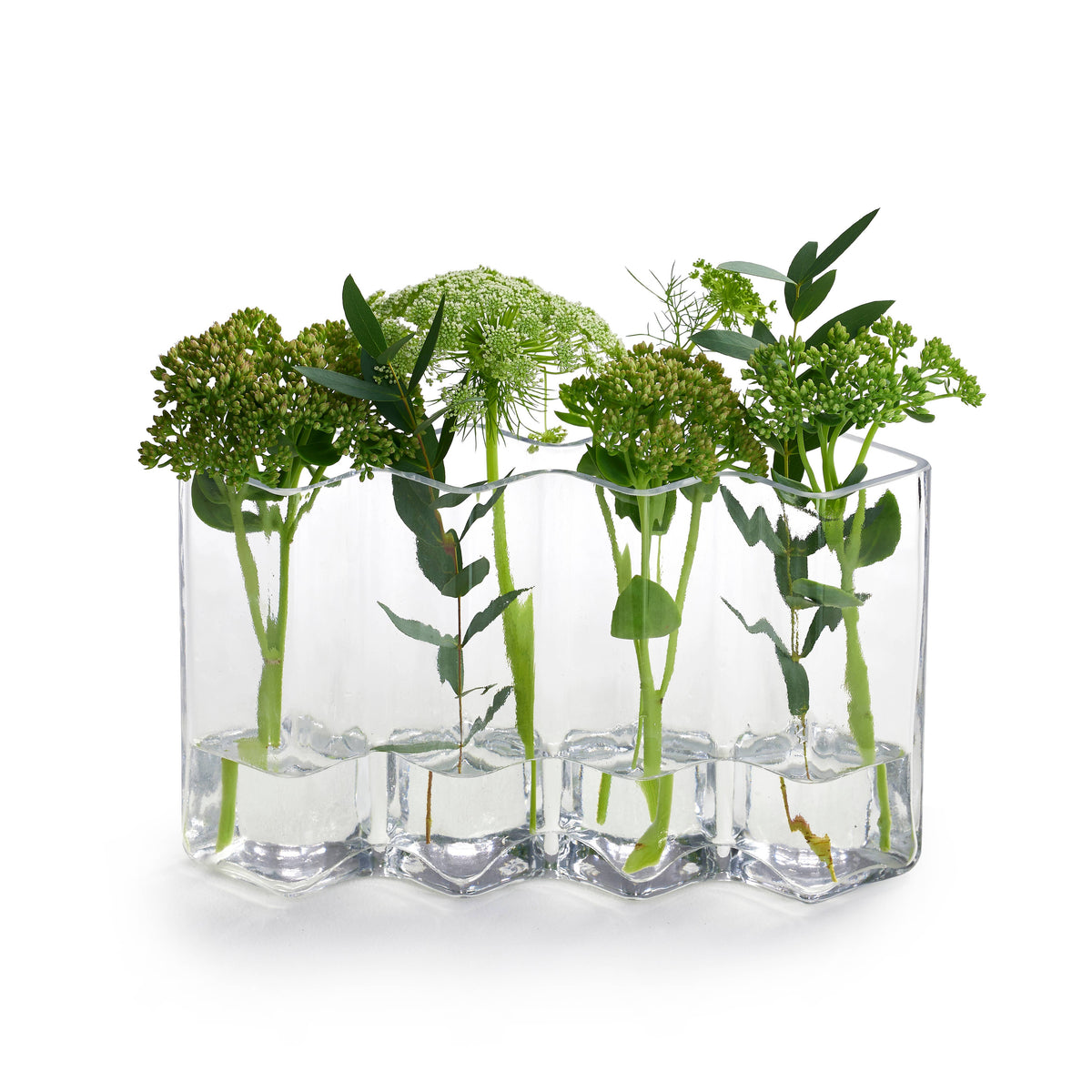 Row Vase vier: Klares Glas