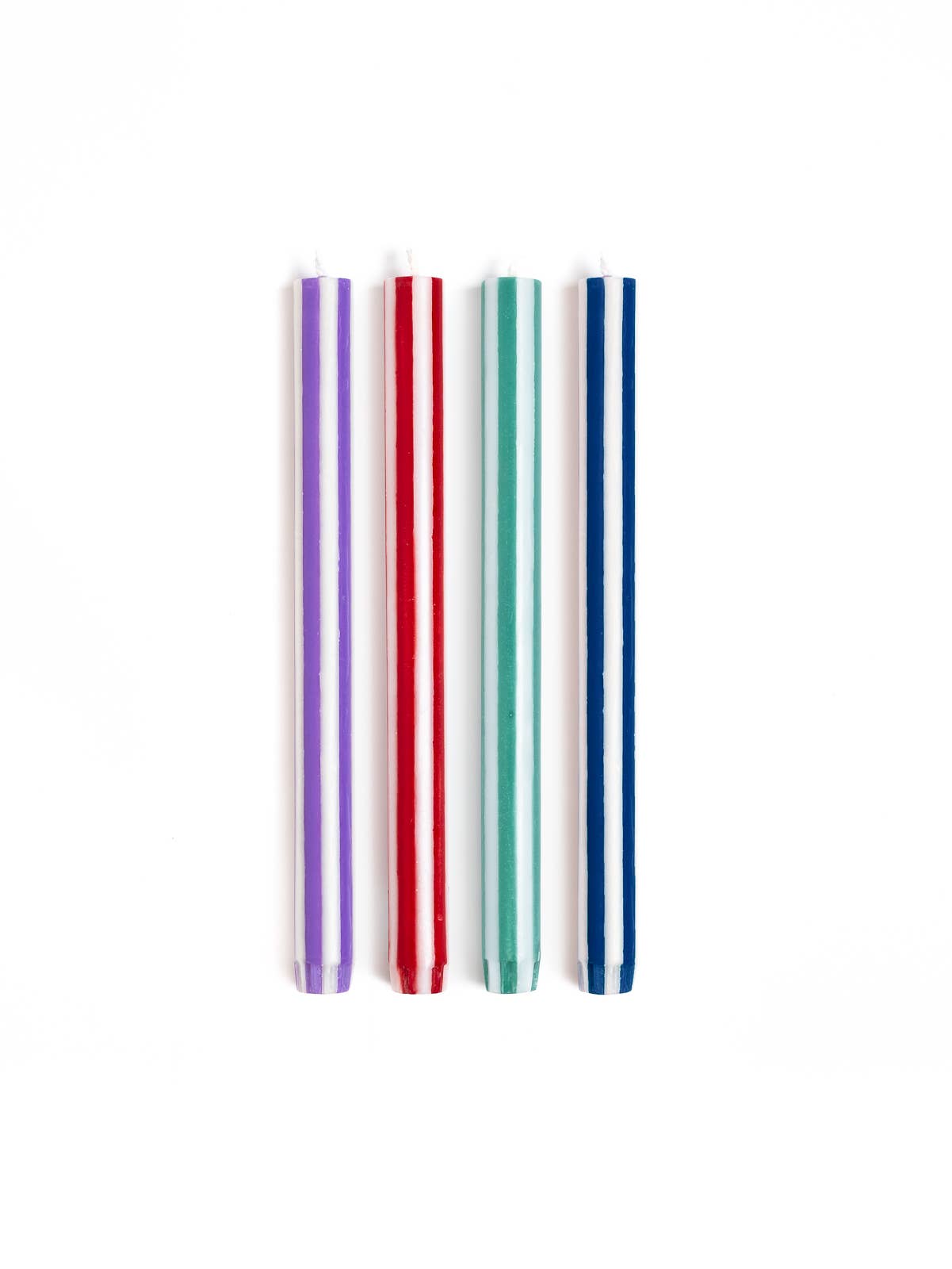 Streifen-Dinnerkerze Indigoblau//Terrakotta