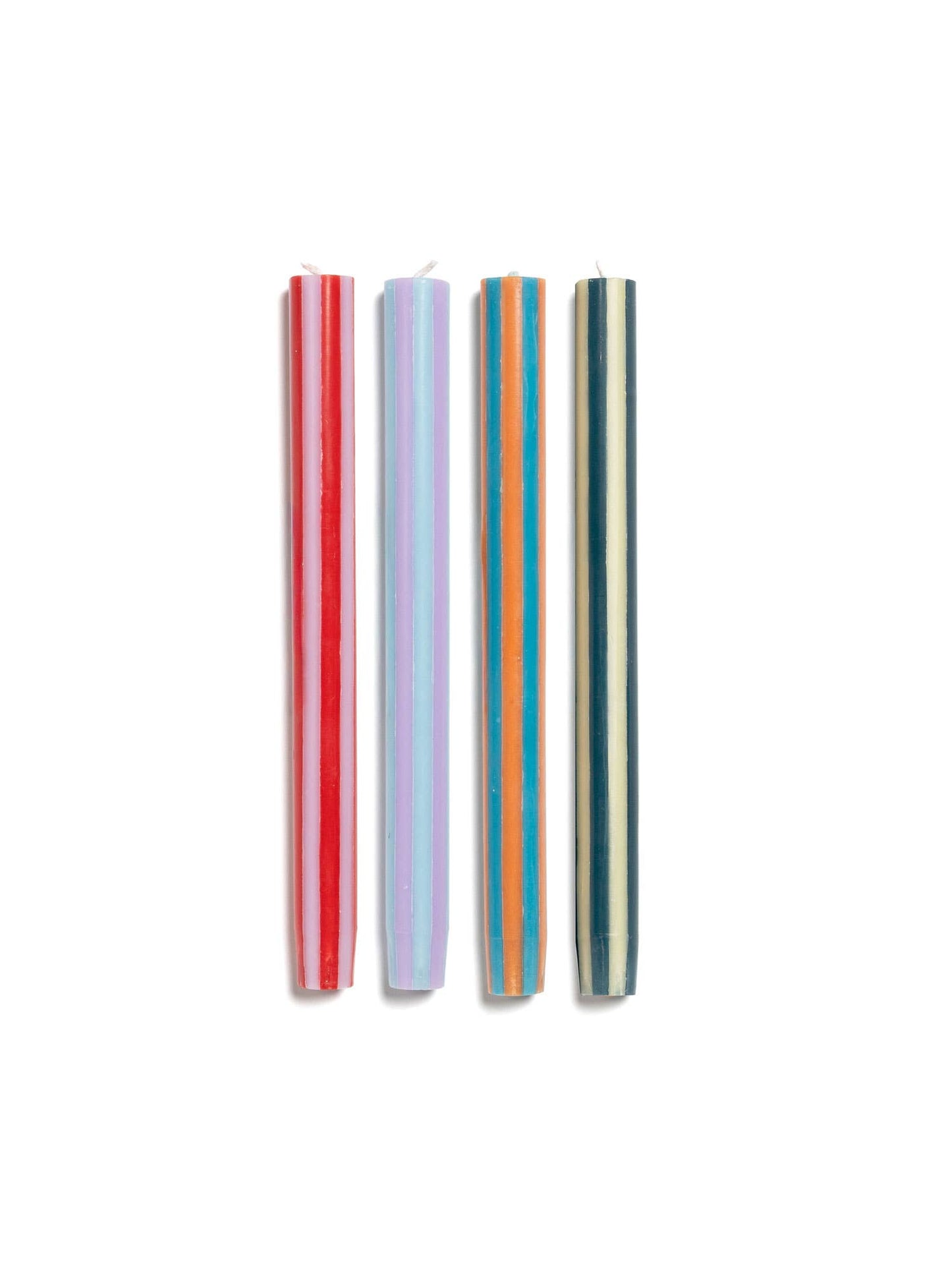 Gestreifte Dinnerkerzen, 24 cm – Fairtrade, 4er-Set: Mixed Set / Colours Pop 1