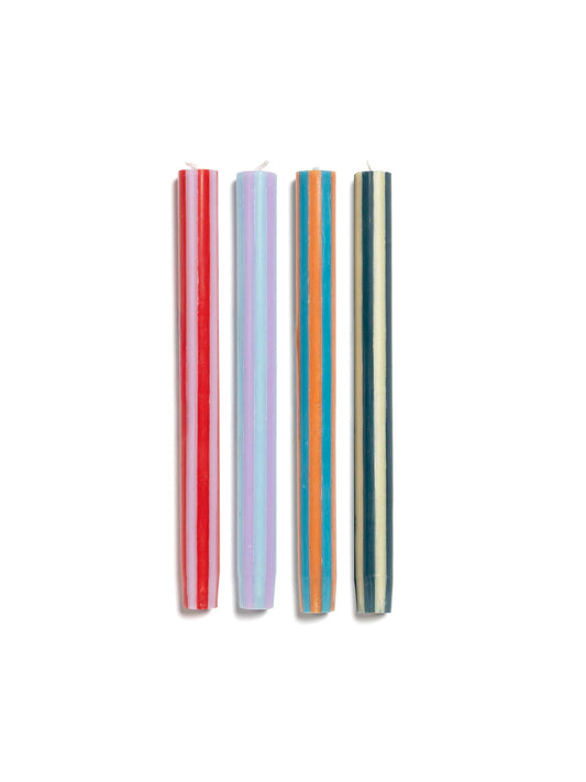 Gestreifte Dinnerkerzen, 24 cm – Fairtrade, 4er-Set: Mixed Set / Colours Pop 1