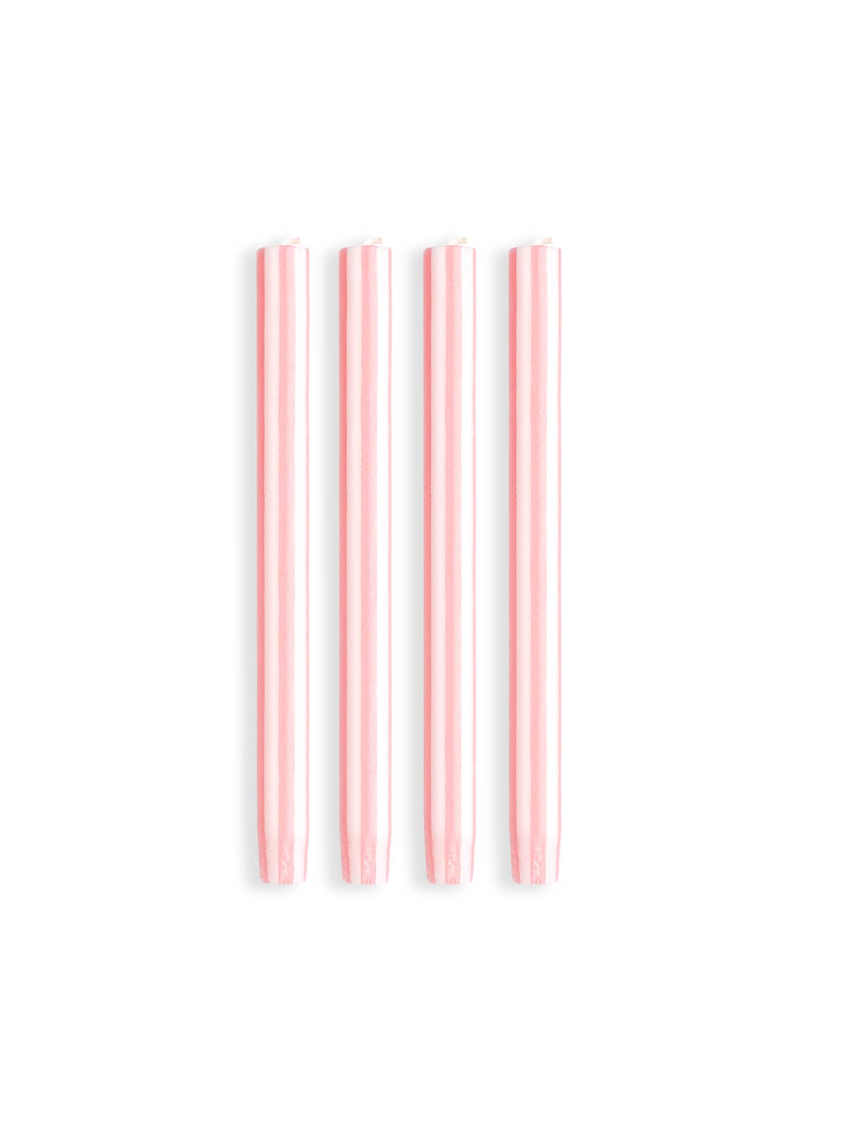 Gestreifte Dinnerkerzen, 24 cm – Fairtrade, 4er-Set: Flach Rosa / Weiß