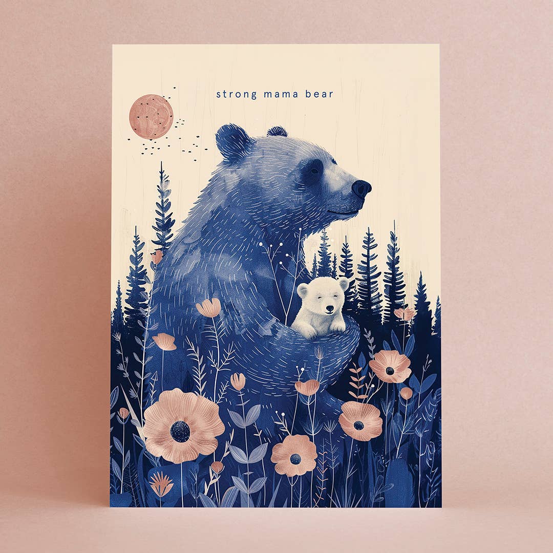 Grusskarte Mama Bear – Blumen & Illustration