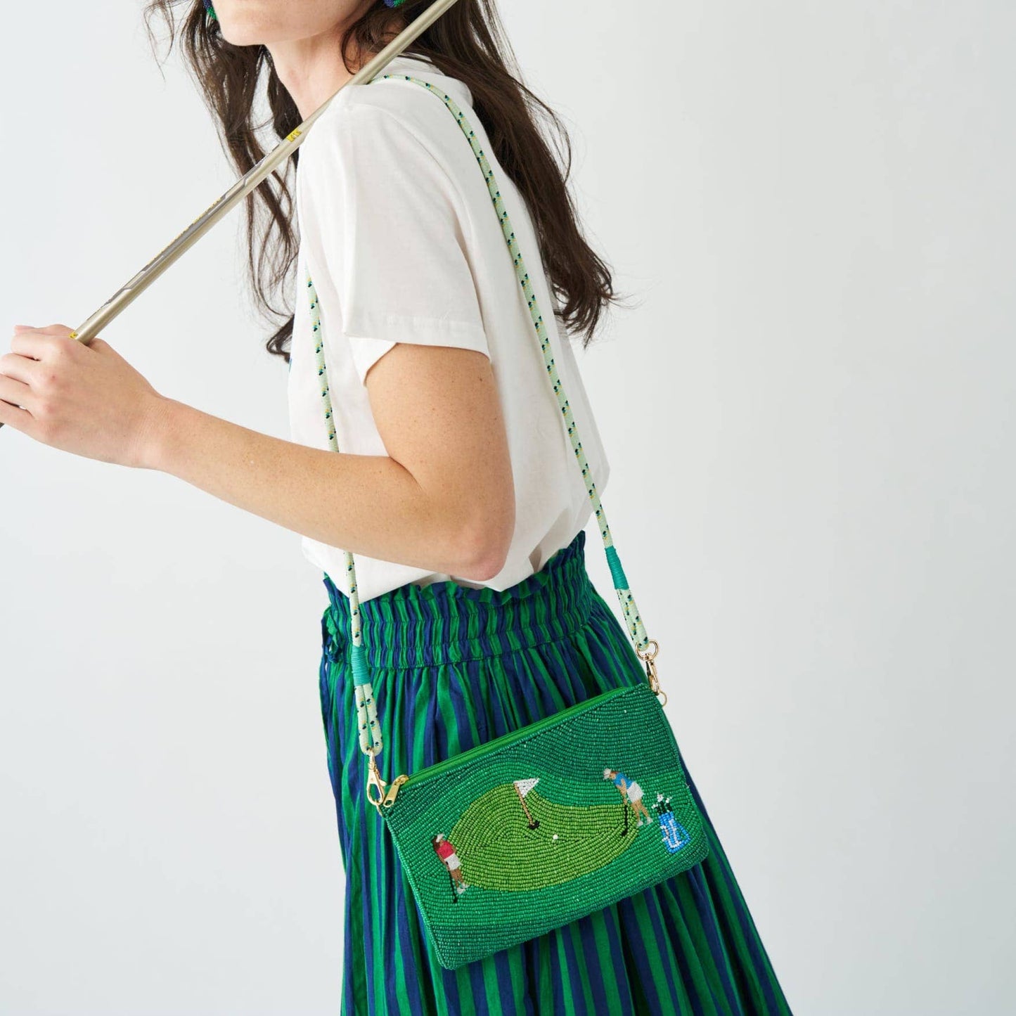 Leila Golf Rocailles-Clutch mit Riemen