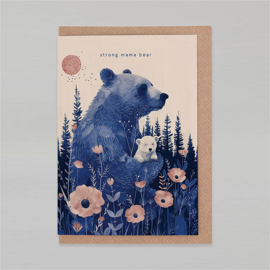 Grusskarte Mama Bear – Blumen & Illustration