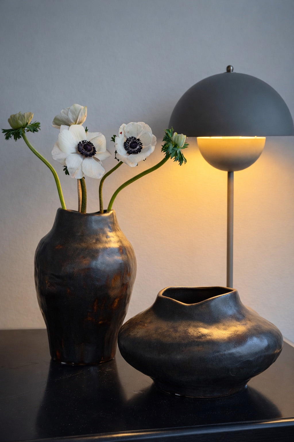 Ikebana Keramikvase  – Braun / Rost | 12 cm