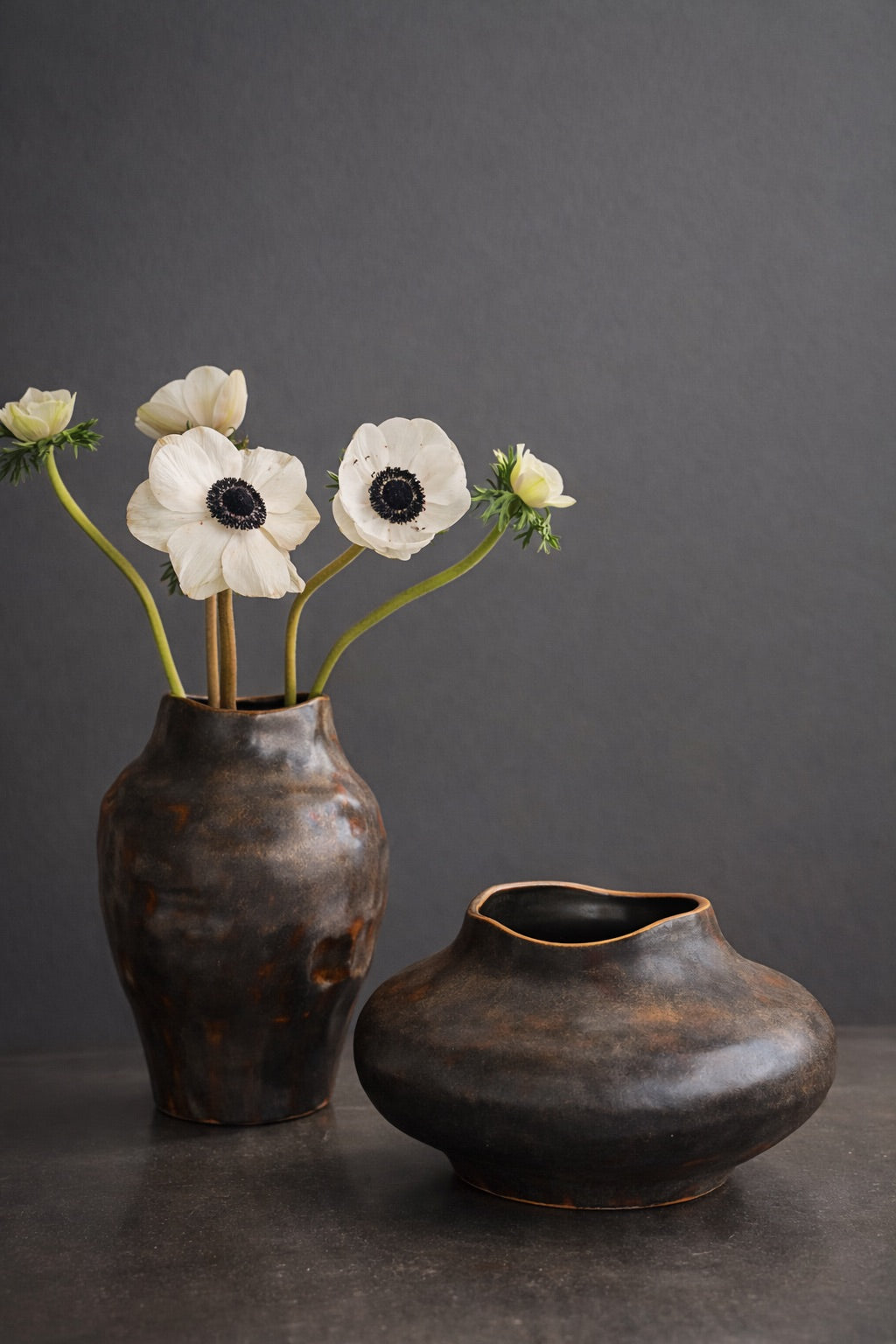 Ikebana Keramikvase  – Braun / Rost | 12 cm