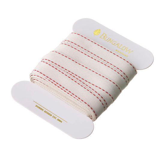 Geschenkband Stitched Edge – Scarlet, 14 mm