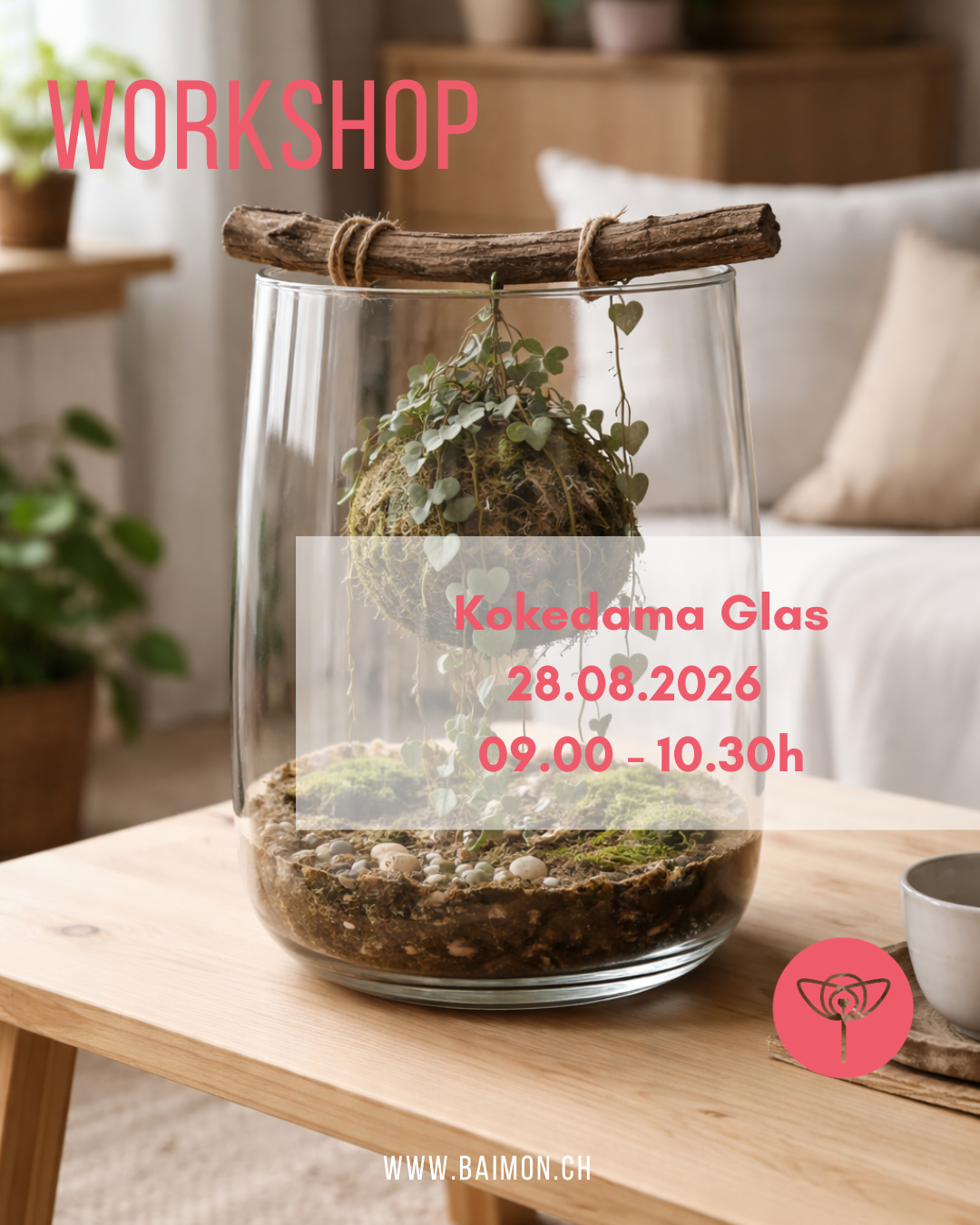 Kurs - Kokedama im Glas, 28.08.2026