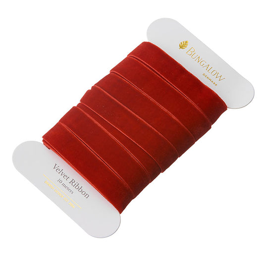 Samtband Velvet – Scarlet, 16 mm