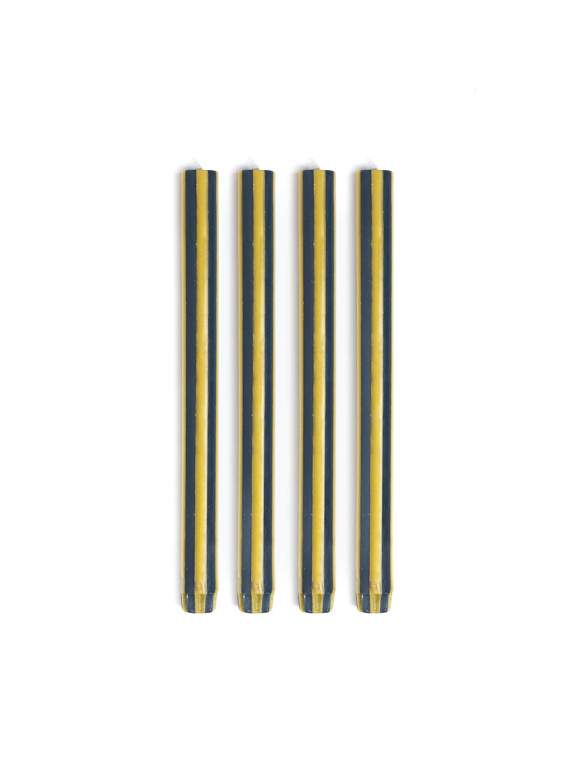 Gestreifte Dinnerkerzen, 24 cm – Fairtrade, 4er-Set: Chartreuse Grün//Charcoal