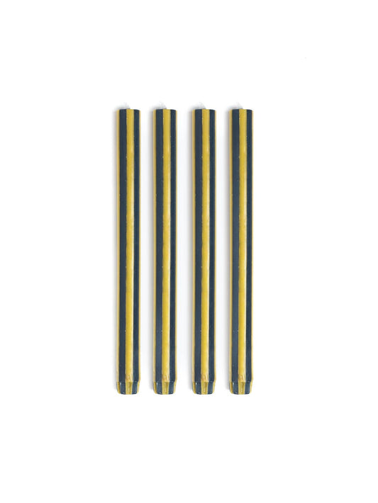 Gestreifte Dinnerkerzen, 24 cm – Fairtrade, 4er-Set: Chartreuse Grün//Charcoal