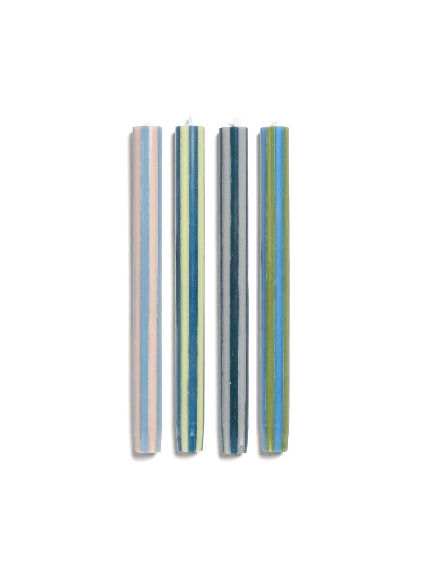 Gestreifte Dinnerkerzen, 24 cm – Fairtrade, 4er-Set: Mixed Set / Colours Contrast 3