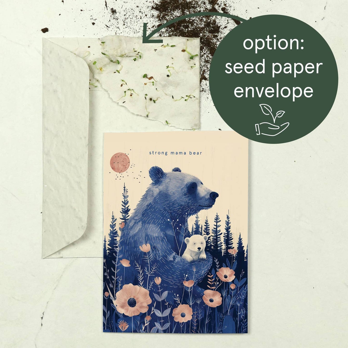 Grusskarte Mama Bear – Blumen & Illustration