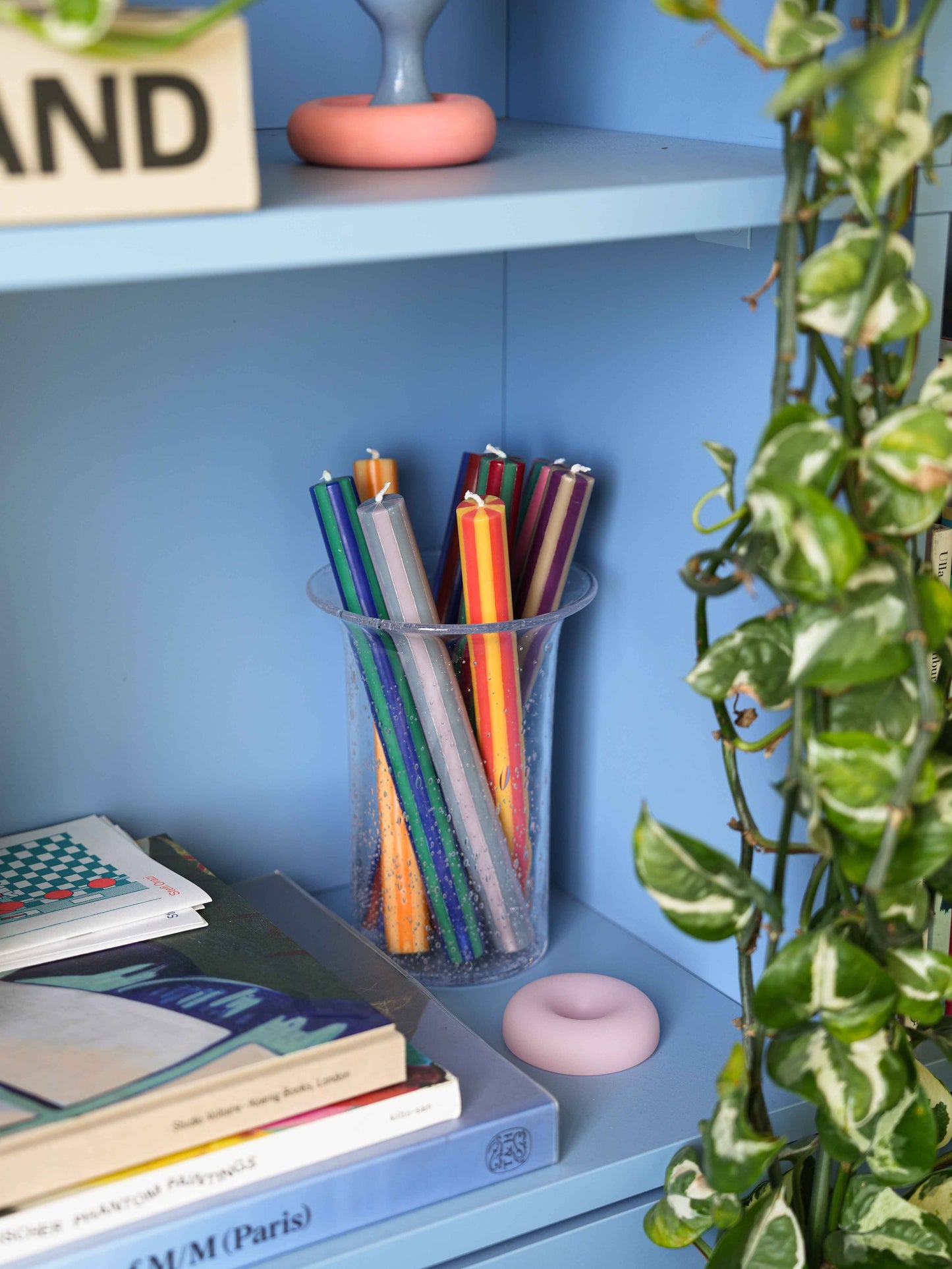 Streifen-Dinnerkerze Gemischtes Set//Farben Soft 1