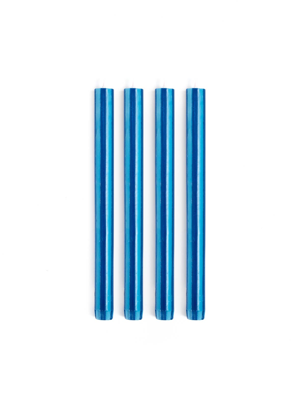 Gestreifte Dinnerkerzen, 24 cm – Fairtrade, 4er-Set: Marineblau / Aquablau
