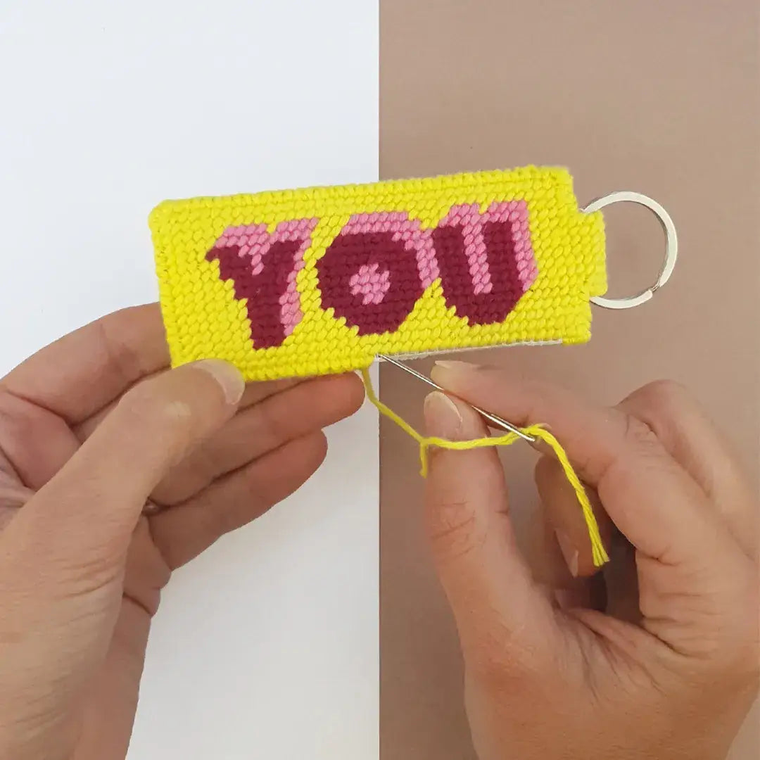 Canevas-Set - DIY - Schlüsselanhänger „Love You”
