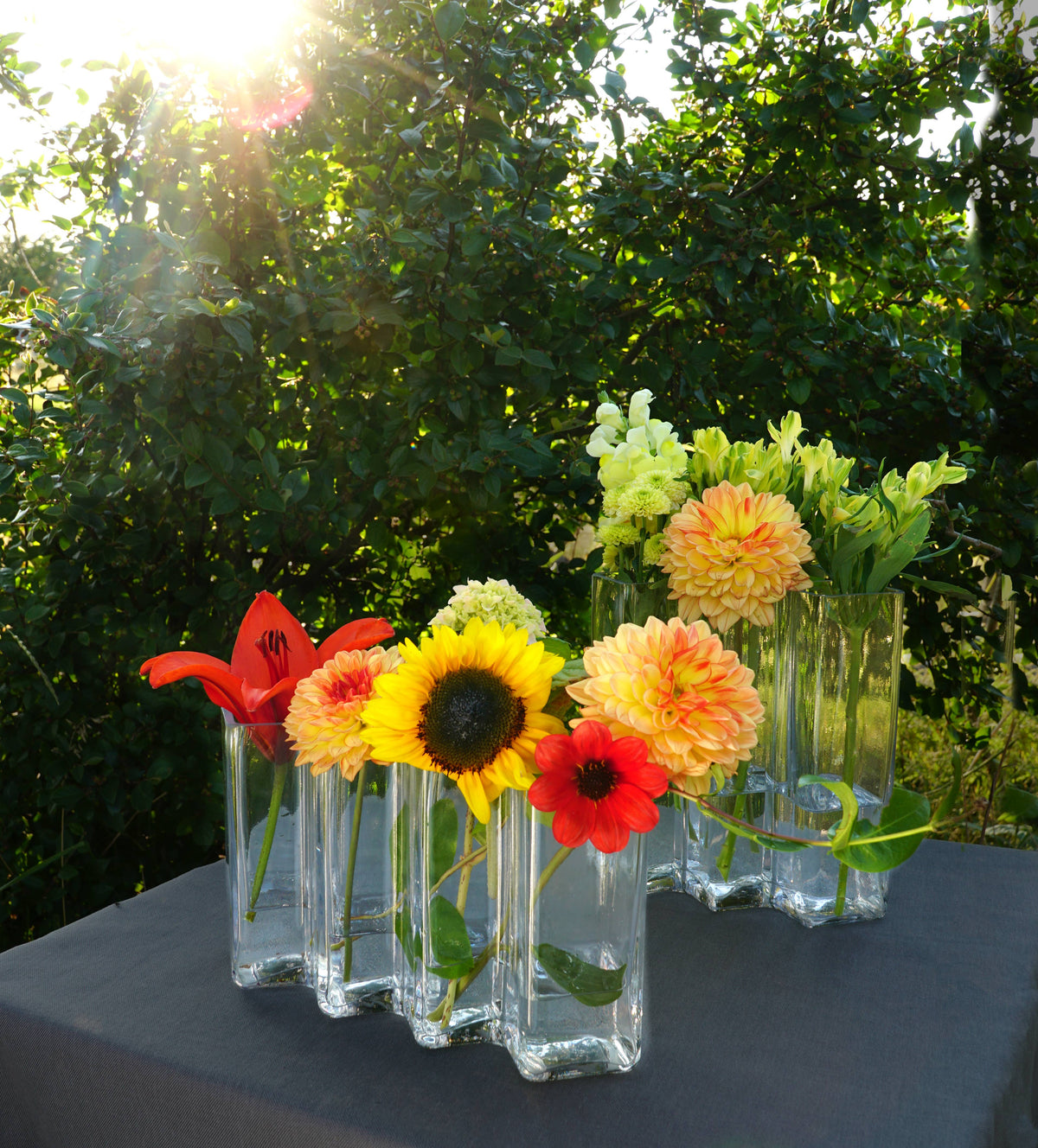 Row Vase vier: Klares Glas
