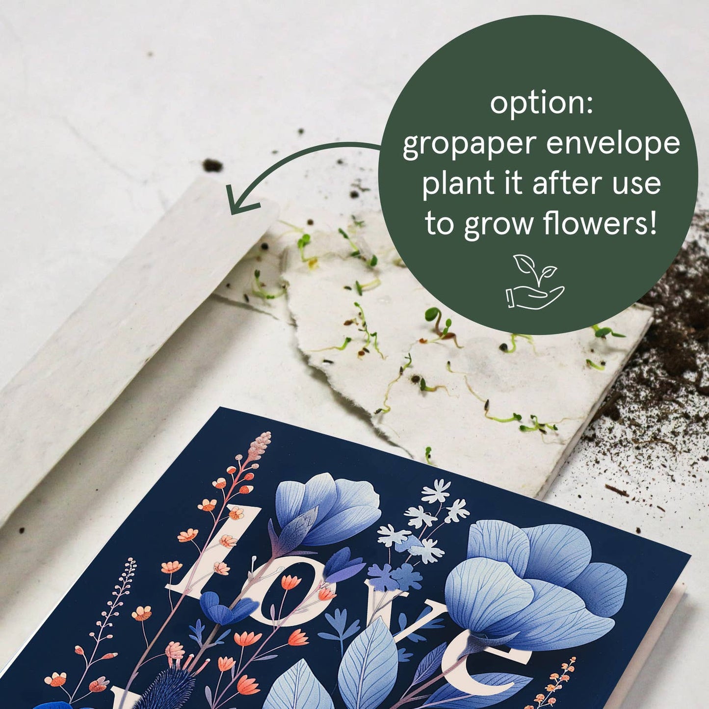 Grusskarte „Love You Mom“ – Blumige Muttertagskarte (A6)