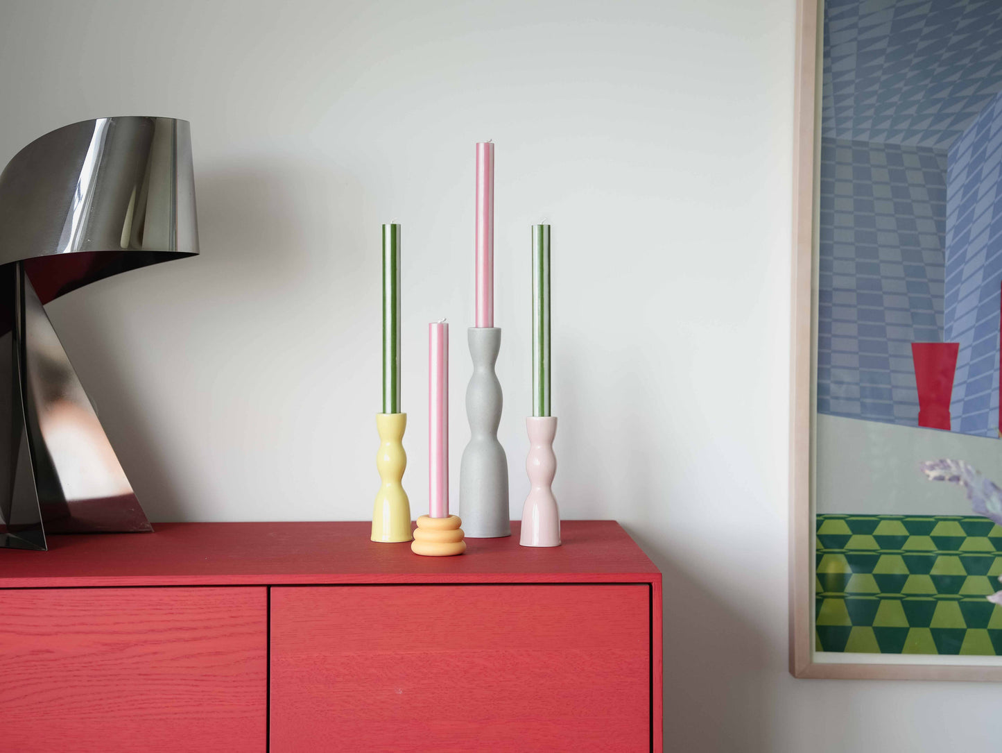 Streifen-Dinnerkerze Gemischtes Set